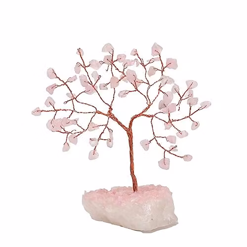 Sophia Abstract Gemstone Tree Ornament in Pink, White and Multicolour, H 13 cm x W 7 cm