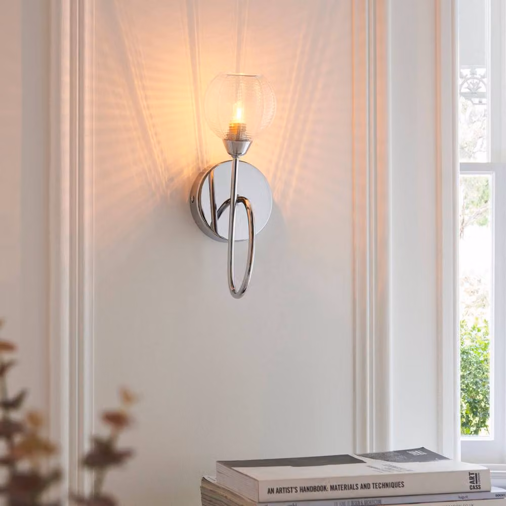 First Choice Lighting Tatton Chrome and Transparent Glass Wall Lamp – 2