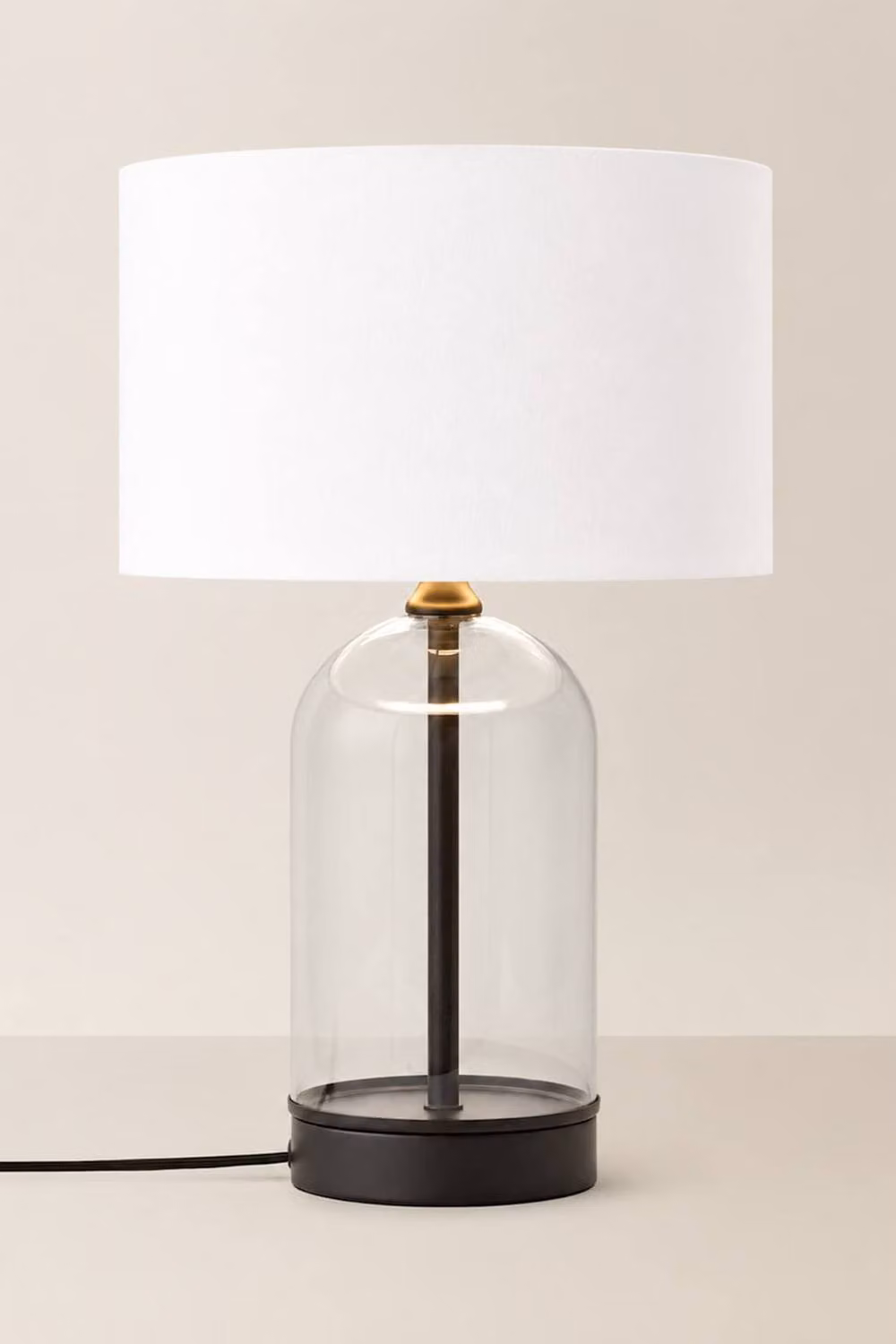 ValueLights Jessy White Fabric Drum Shade Glass Table Lamp – 2