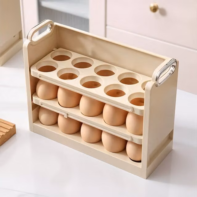 Lifeideas 3-Tier Freestanding Plastic Egg Holder in Beige