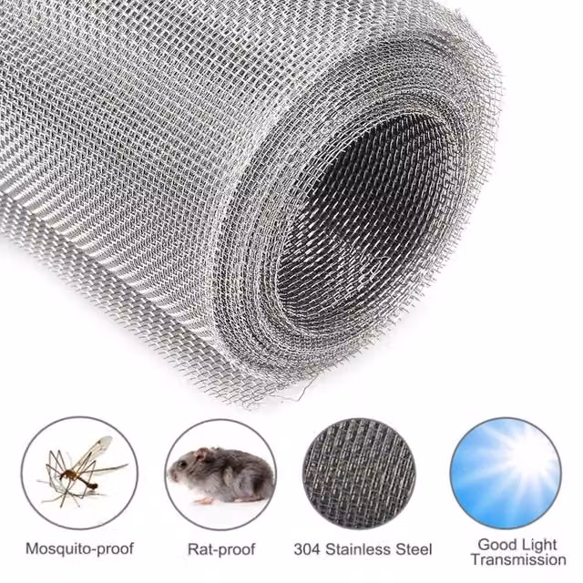 FLAVORA Stainless Steel Insect Screen Mesh Garden Netting, Silver