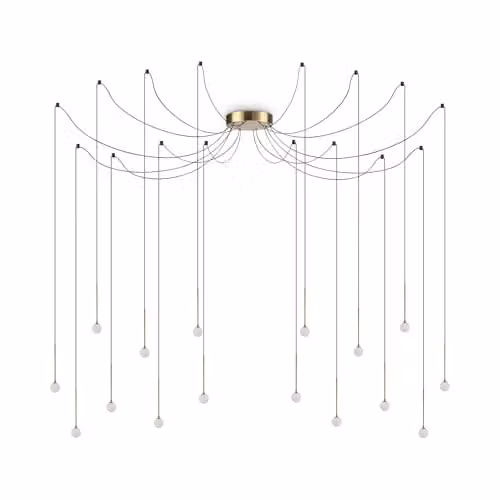 Ideal Lux LUCCIOLA 16 Light LED Cluster Pendant Ceiling Light in Brass with Warm White 3000K Glow