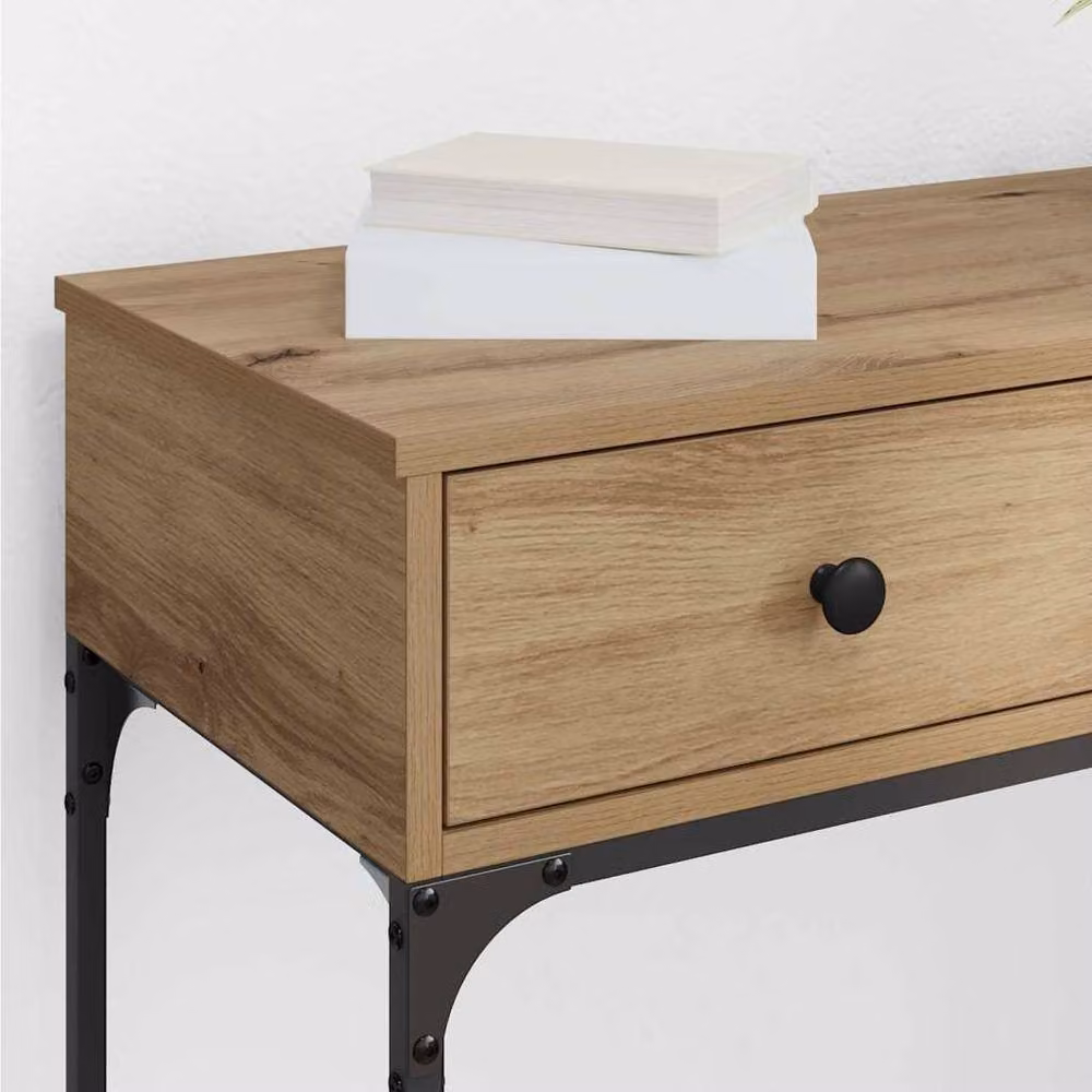Berkfield Home Modern Artisan Oak Console Table, Brown, W/D/H: 75 x 34.5 x 75 cm – 4
