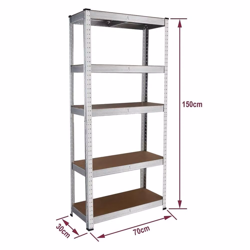 Havendro 5 Tier Heavy Duty Boltless Metal Shelving Unit in Silver and Multicolour – 2