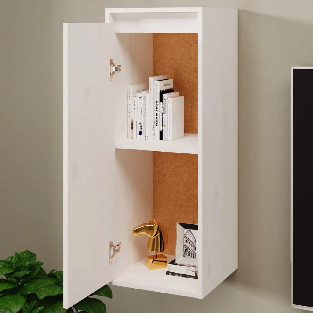 Berkfield Home Set of 2 White Solid Wood Pine Wall Cabinets W/D/H: 30 x 30 x 80 cm – 3