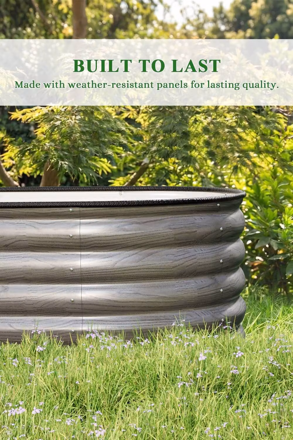 Garden Sanctuary Grey Galvanised Steel Raised Garden Bed with Trellis, W/D/H: 120 x 80 x 42 cm – 4