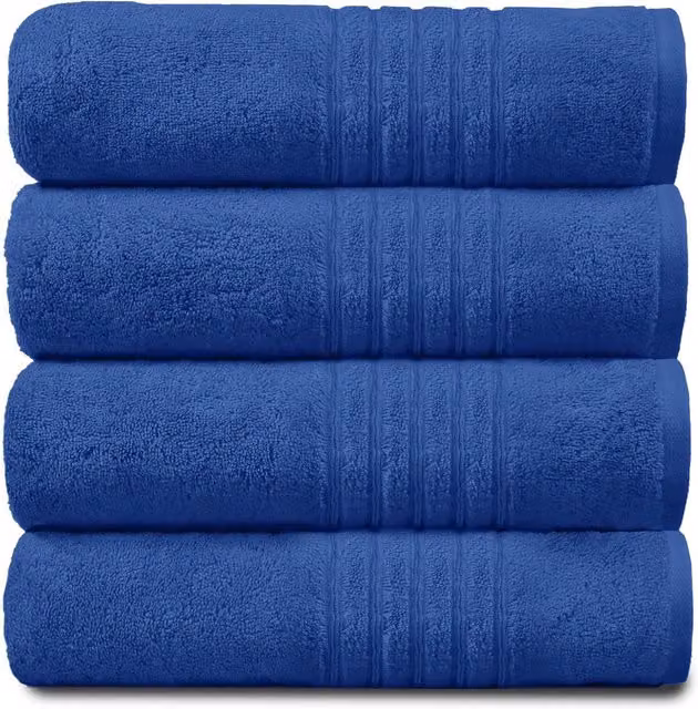 Gaveno Cavailia 4 Pack Hampton Blue Cotton Terry Bath Sheets