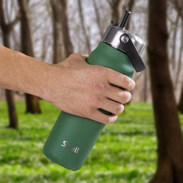 S'well Explorer Vacuum Insulated Stainless Steel Water Bottle with Straw and Carry Handle, Green, 700ml