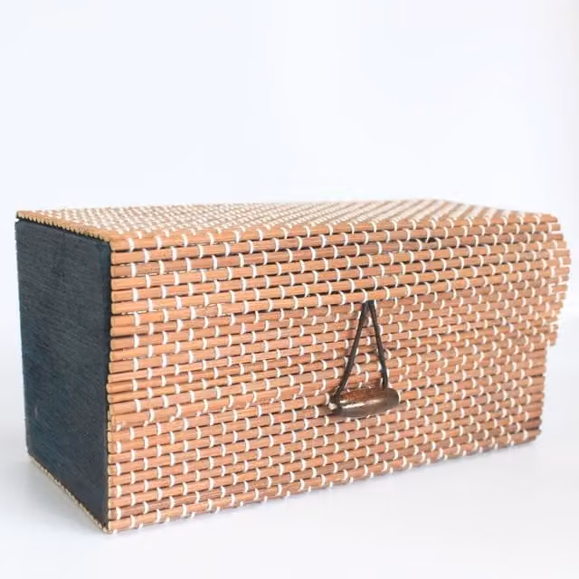 KDMK Handcrafted Open Weave Bamboo Candle Gift Boxes in Brown
