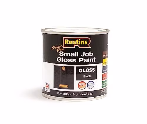 Rustins Quick Dry Black Gloss Water-Based Paint, 250ml