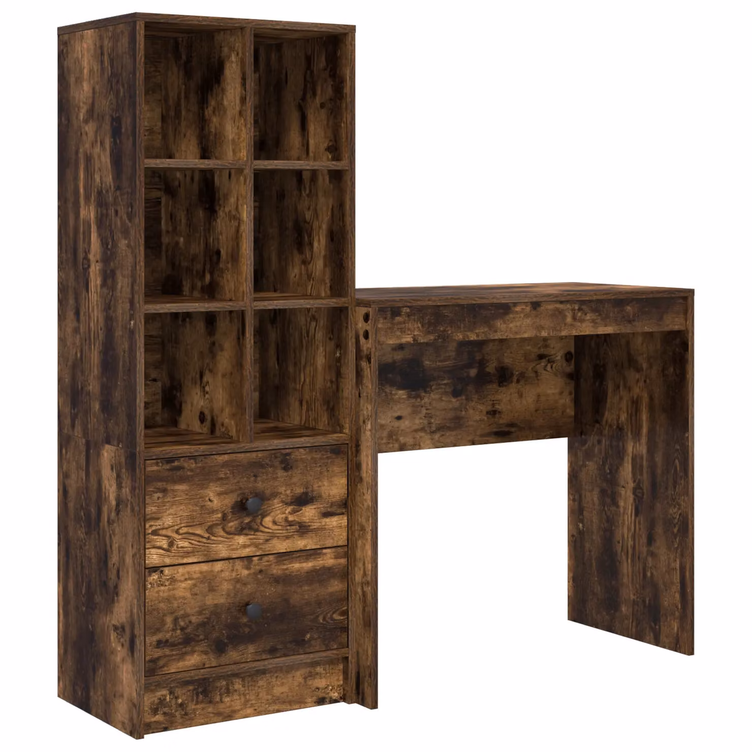 Berkfield Modern Writing Desk with Storage in Smoked Oak and Light Grey – 2