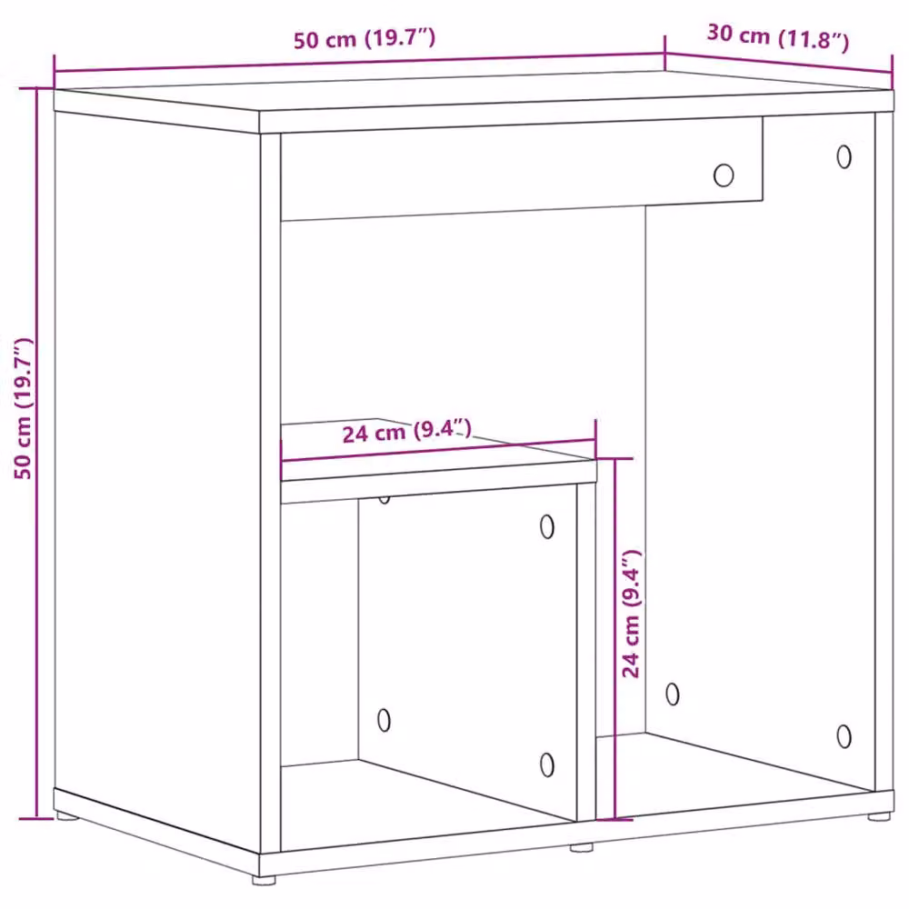 Berkfield Home Set of 2 Modern Smoked Oak Side Tables in Brown, W/D/H: 50 x 30 x 50 cm – 9
