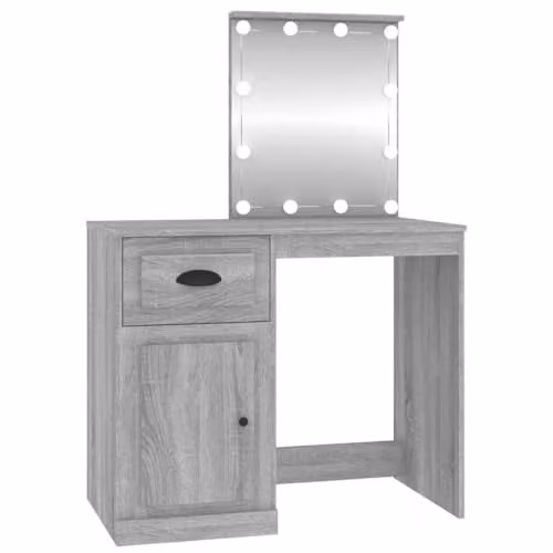 vidaXL Modern Dressing Table with LED Mirror in Grey, W/D/H: 90 x 50 x 132.5 cm