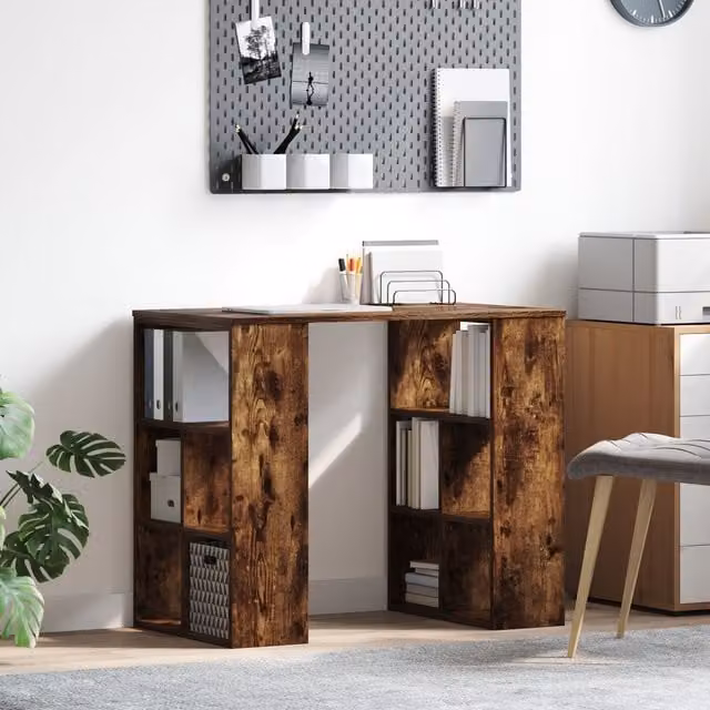 Berkfield Home Corner Desk in Smoked Oak Brown, W/D/H: 140.0 x 75.0 x 140.0 cm – 1