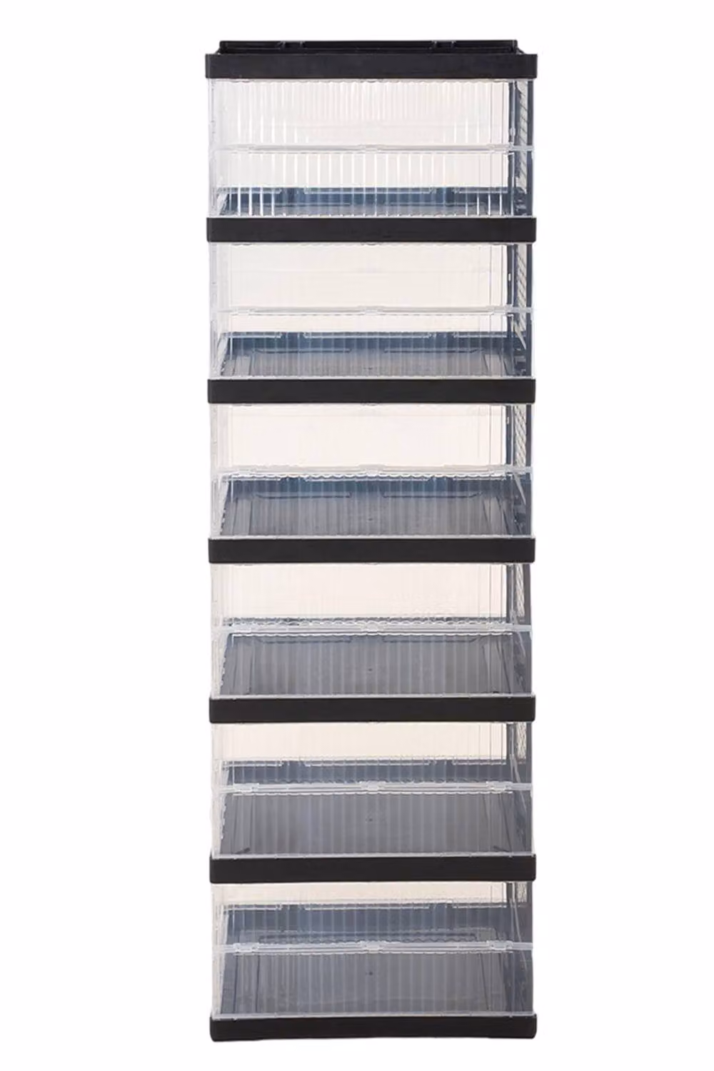 Living and Home 6-Tier Foldable Shoe Cabinet in Black with Transparent Tilting Compartments – 7