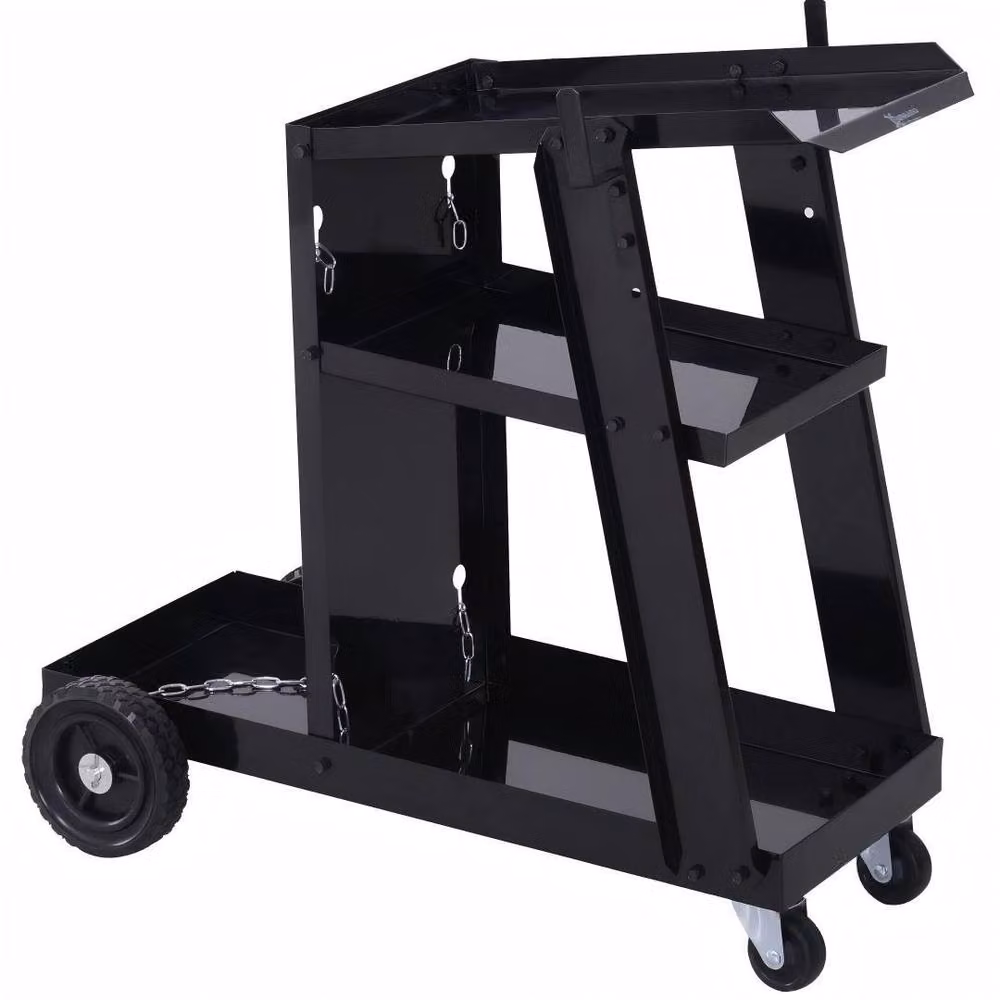 STILVORA Black Steel Rollable Welder Trolley with Worktop W/D/H: 71 x 50 x 39 cm – 3
