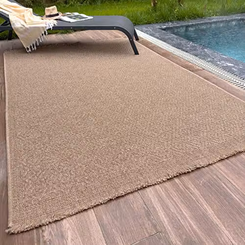 THE RUGS Nature Collection Striped Indoor/Outdoor Area Rug in Multicolour and Beige, W/D: 160 x 230 cm – 1