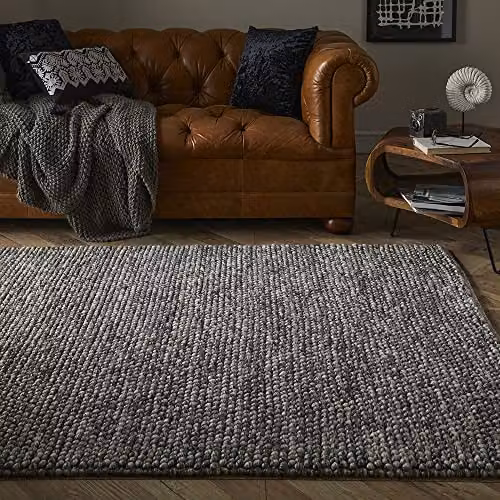 Esselle Home Delilah Mottled Wool Pebble Grey Rectangular Rug W: 200 cm, D: 290 cm – 2