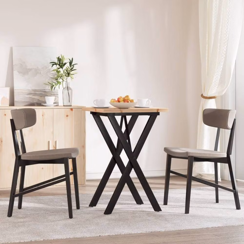 Berkfield Home X-Frame Square Dining Table in Brown Solid Pine and Steel, W: 50 cm, D: 50 cm, H: 75.5 cm – 3
