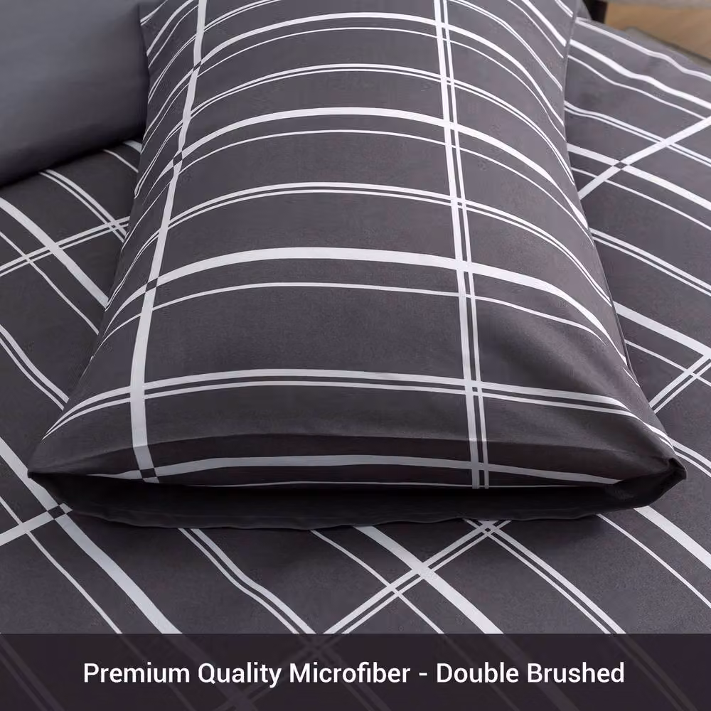 Pamposh Reversible Microfibre Duvet Cover and Pillowcase Set in Anthracite Grey, Size: 140 x 200 cm – 5