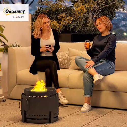 Outsunny Smokeless Wood Burning Fire Pit in Dark Grey, Diameter: 37 cm – 2