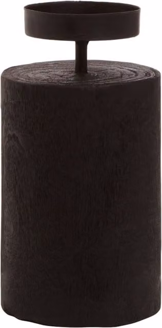 Premier Housewares Large Minimalist Wooden Candle Holder, Black, W: 8 cm, D: 8 cm, H: 16 cm – 1
