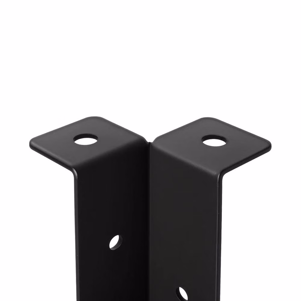 Traderight 8-Piece Metal Fence Post Base Brackets in Black with Screws – 4
