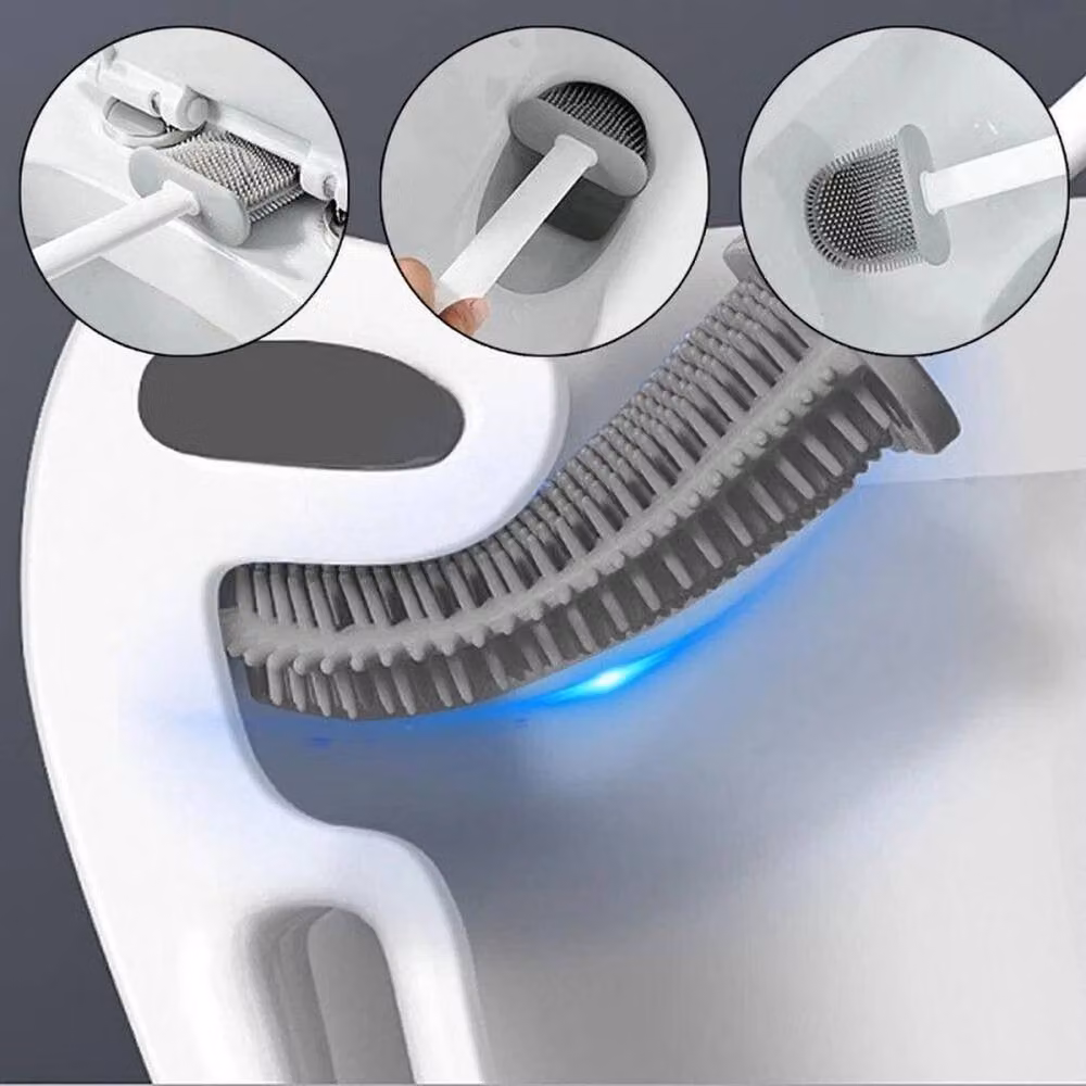 KORVIXA 2-Piece Silicone Toilet Brush Set with Holders in White – 4