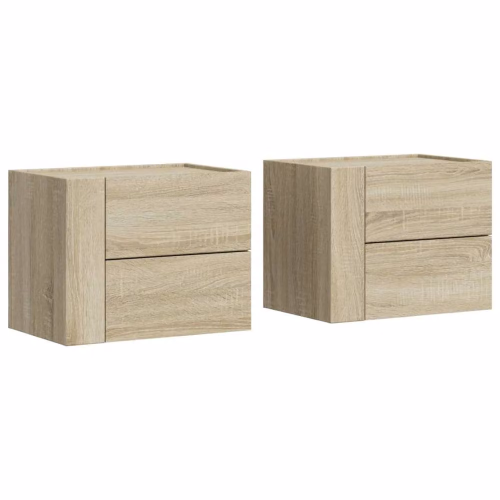 Berkfield Home Decorative Wall-mounted Bedside Cabinets, 2 Pack, Sonoma Oak, W: 45 cm, D: 30 cm, H: 35 cm – 2