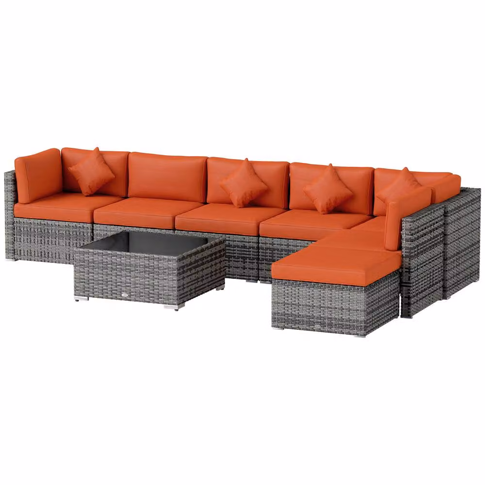 STILVORA 8-Piece Modular Sofa in Orange – 4