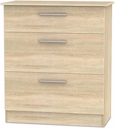 Welcome Furniture Contrast 3 Drawer Deep Low Chest of Drawers in Beige