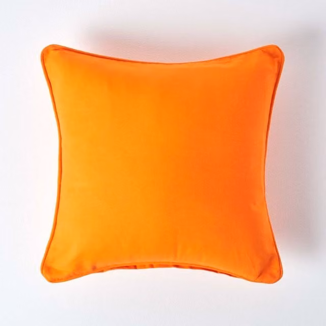 Homescapes Plain Orange Cotton Square Cushion Cover, W/D/H: 30 x 30 x 1 cm