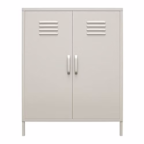 DHP Furniture Bradford 2 Door Metal Storage Cabinet, Taupe, H 101.5 x W 80.0 x D 40.0 cm – 1