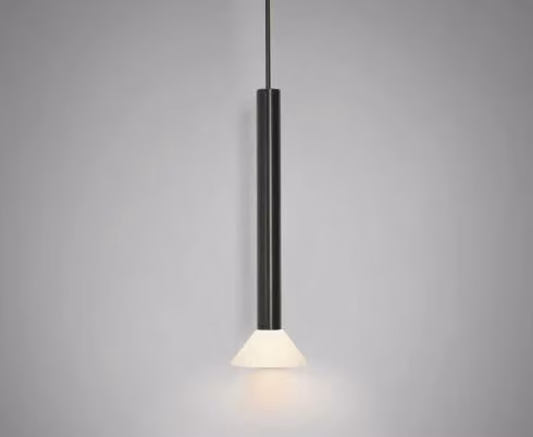 CTO Lighting Torres Tall Black Metal and Glass Cone Pendant Light