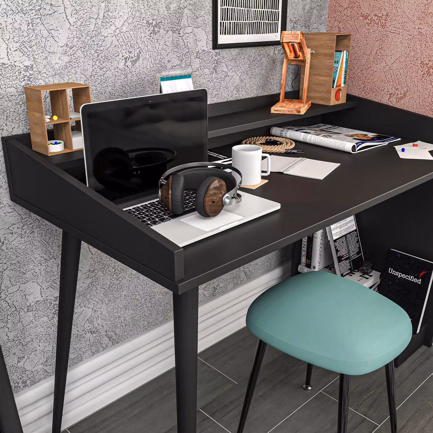 Decorotika Vanessa Modern Black Writing Desk with Matt MDF Laminate Finish – 2