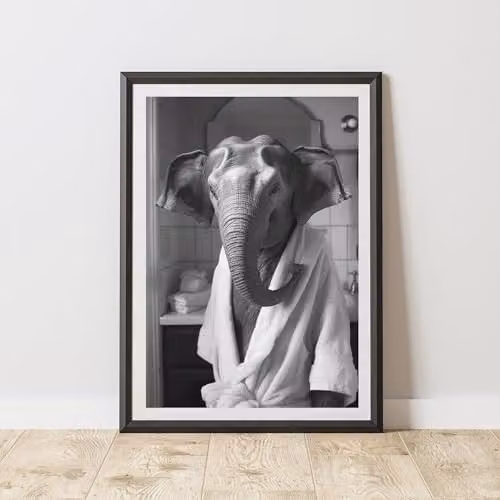 60 Second Makeover Elephant Bathrobe Animal Print Paper Poster, A3