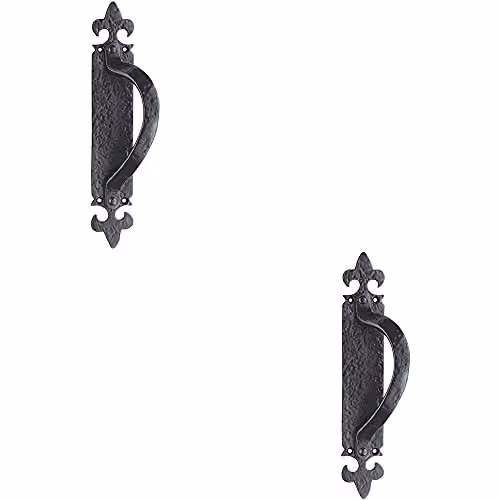 Loops 2 Pack Offset Traditional Forged Pull Handle, Black Antique, Left Hand, 263.5 x 67 mm