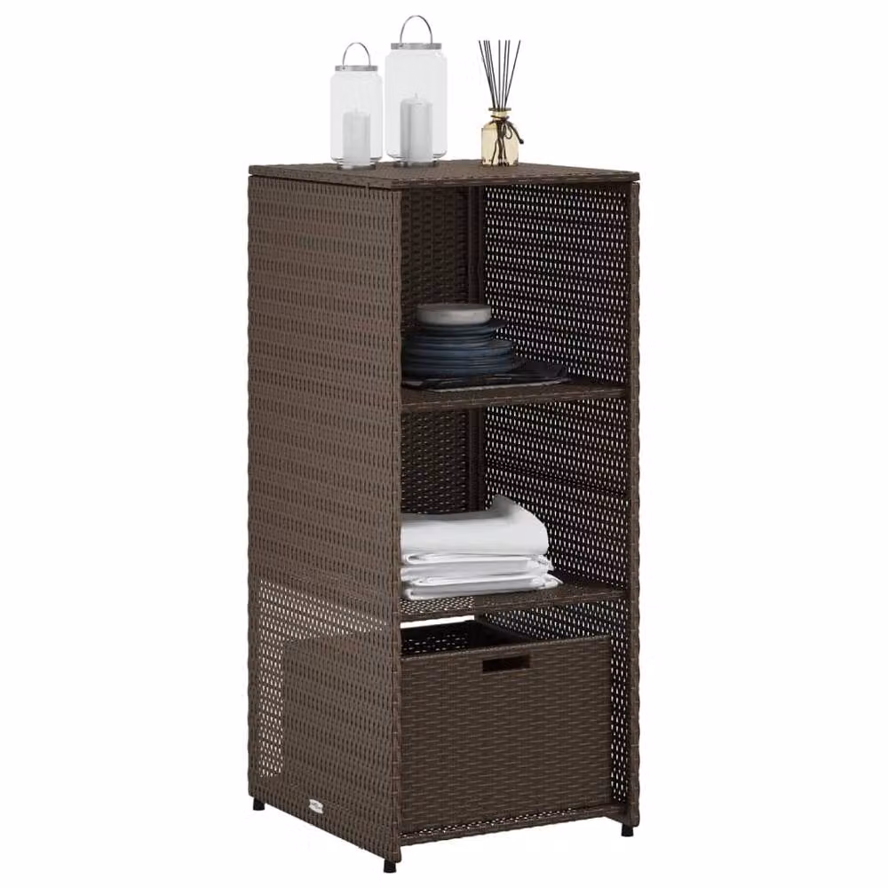 Berkfield Home Brown Poly Rattan Garden Storage Cabinet W/D/H: 50 x 55 x 115 cm – 3