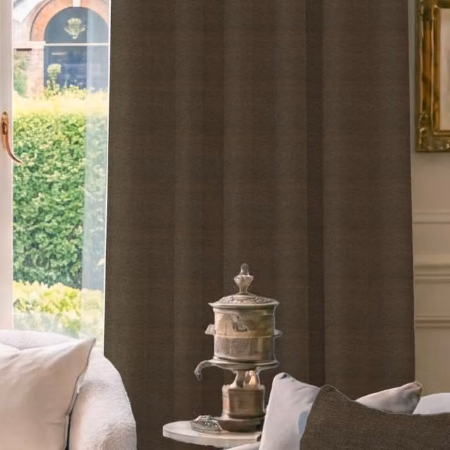 HOUSE Llewelyn-Bowen Tetbury Made To Measure Blackout Chenille Curtains in Chestnut Brown and Beige