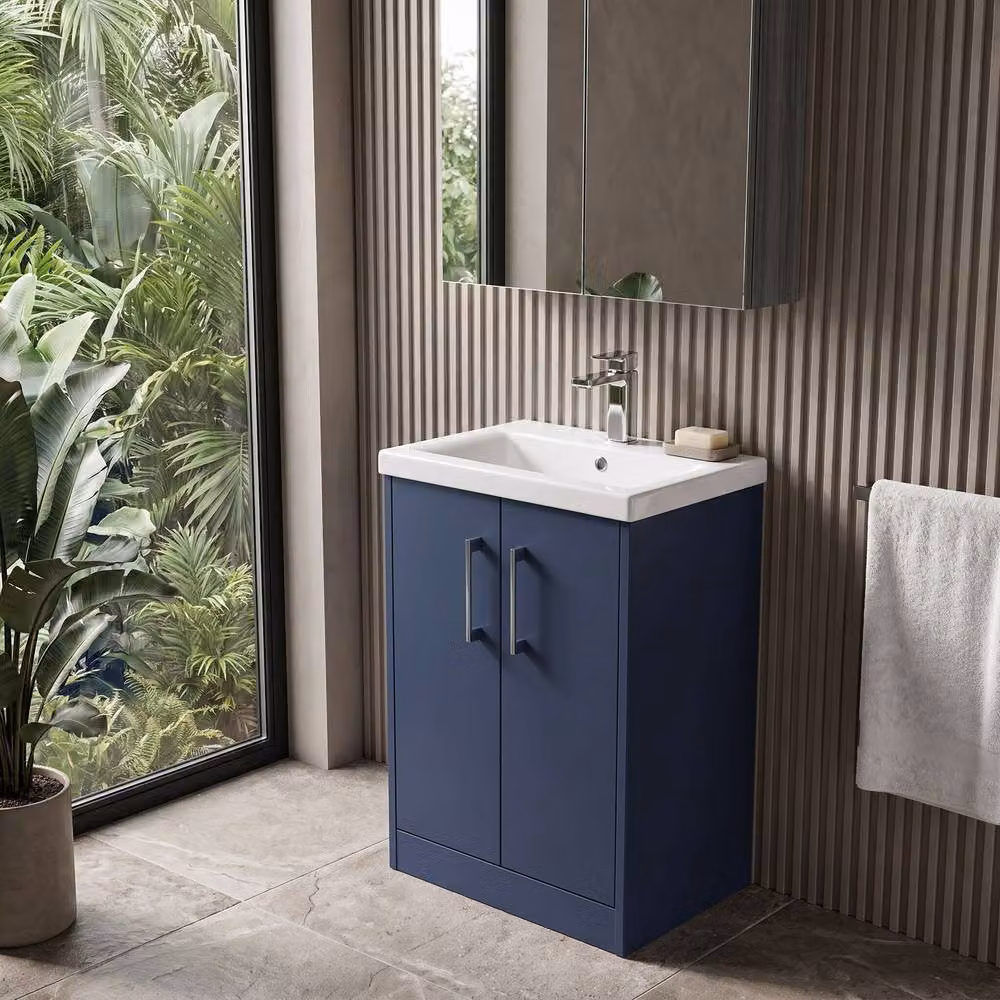 Balterley Winshill Contemporary 2 Door Freestanding Bathroom Vanity Unit, Blue, W: 50 cm – 2