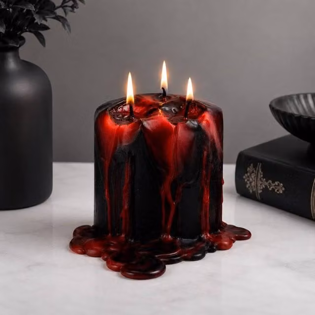 Marco Paul Small Vampire Blood Effect Pillar Candle in Black
