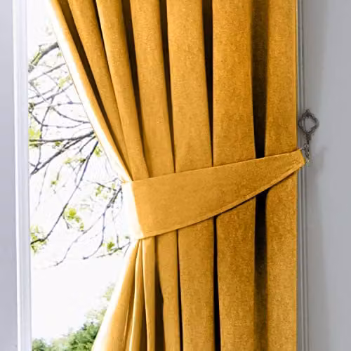 Fusion Dijon Pair of Curtain Tiebacks in Yellow – 1