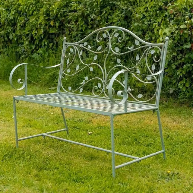 Ascalon Design Ltd Woodland Metal Bench in Green, W: 55 cm, D: 55 cm, H: 96 cm