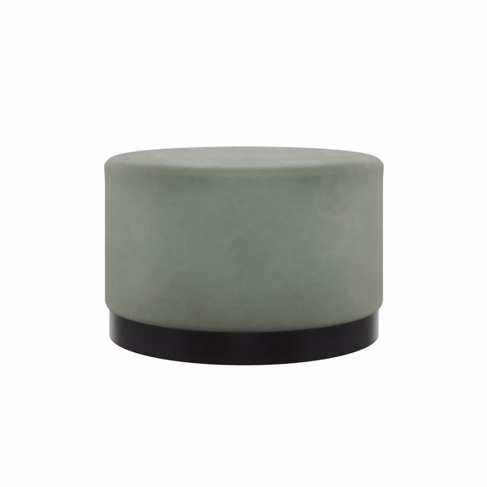Wyld Haus Kalua Large Round Velvet Stool in Sage Green with Matt Black Base – 2