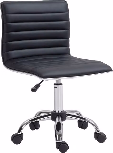 Rolipo Armless Faux Leather Task Chair in Black with 360 Degree Swivel Wheels – 1