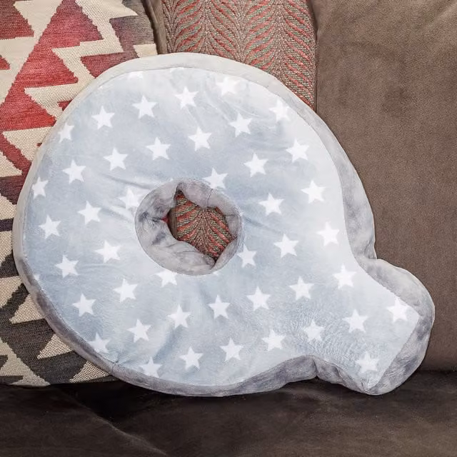 Echo Three Letter Cushion Q in Grey and White with Star Pattern