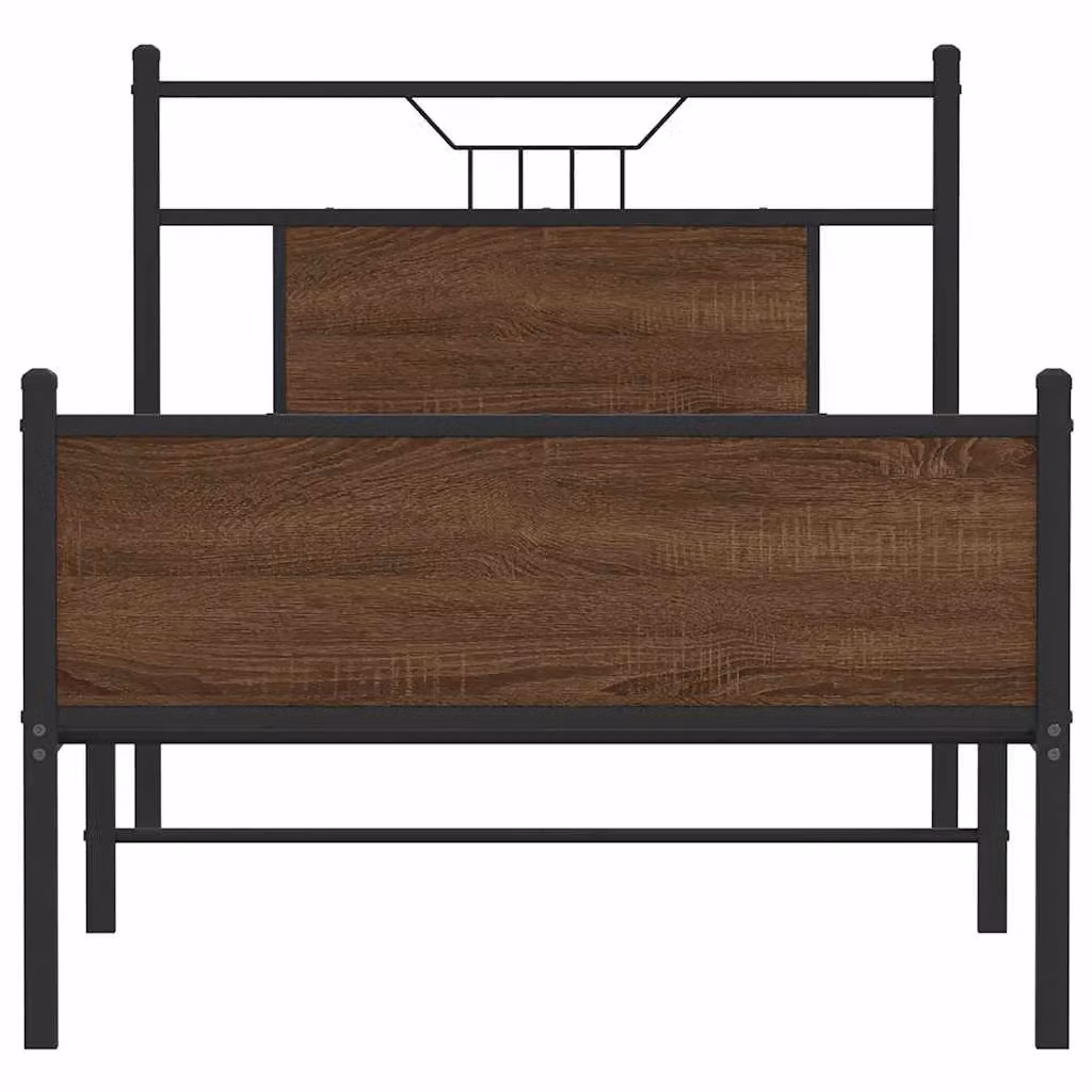 Berkfield Home Single Bed Frame in Brown Oak, W/D/H: 90 x 190 cm – 3