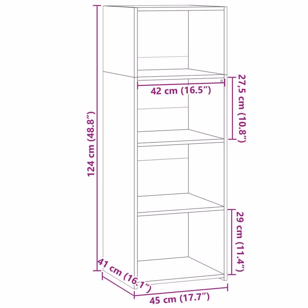 Berkfield Home Smoked Oak Highboard in Brown, W/D/H: 45 x 41 x 124 cm – 4