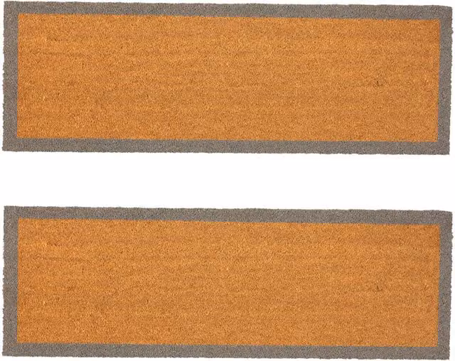 Nicola Spring Coir Double Door Mats with Grey Border, Brown, Pack of 2, W/D: 120 x 40 cm – 4