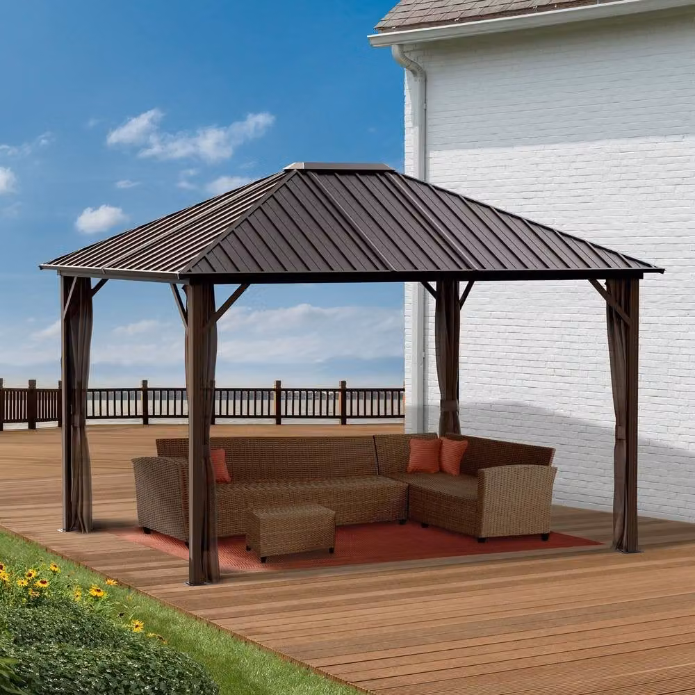 Sojag Brown Aluminium Garden Gazebo W: 300 cm, D: 365 cm, H: 275 cm – 3